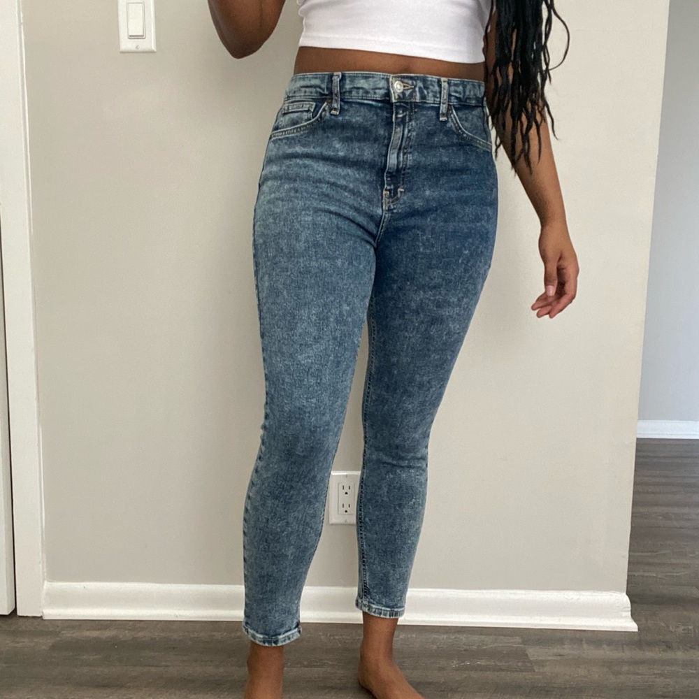 Topshop jamie cut blue skinny high waist jeans
